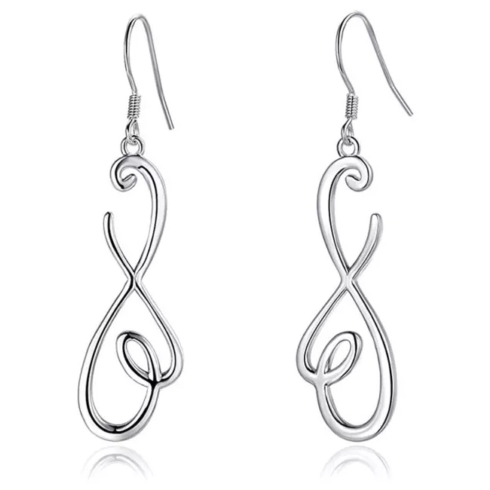 New Elegant 925 Sterling Silver Infinity Drop Earrings